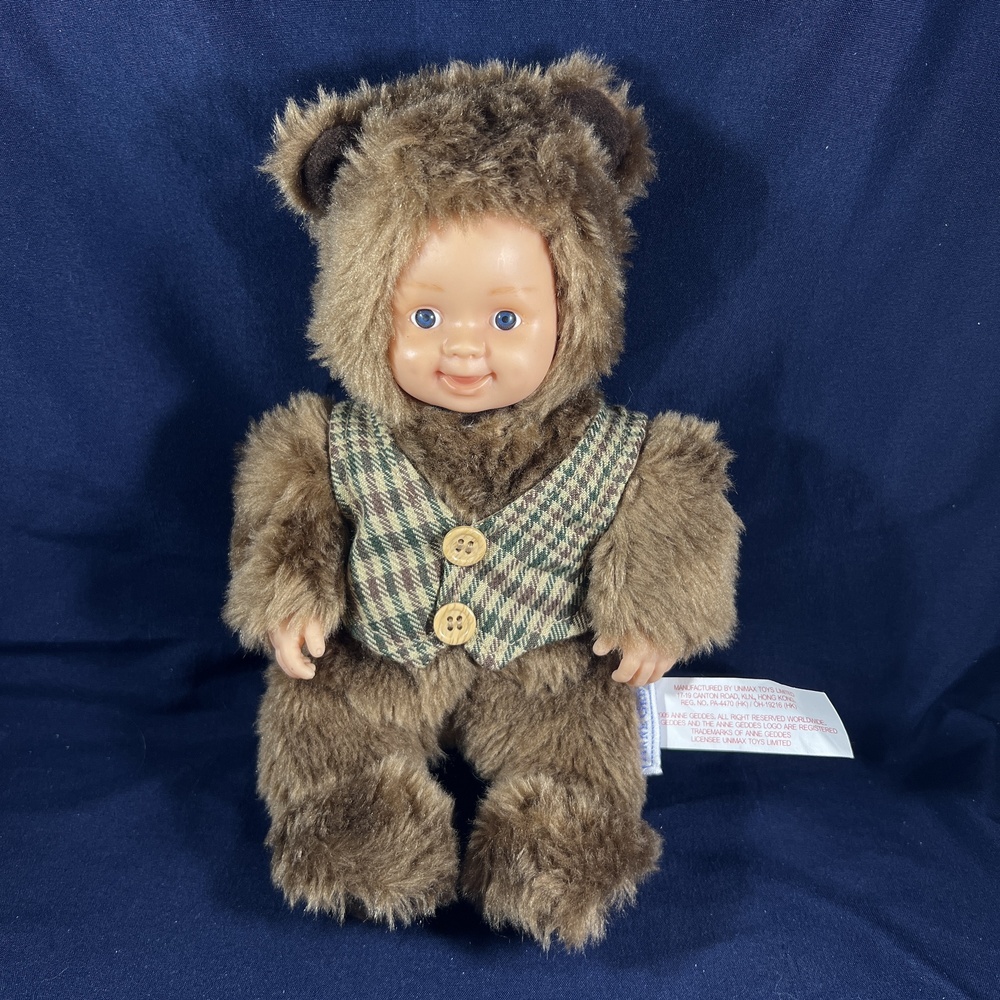 Anne Geddes Teddy Baby Plush Doll Brown Bear Collectible Blue Eyes Sweet Nursery - Picture 1 of 6